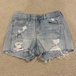 Boyfriend Mid-Rise Distressed Jean Shorts